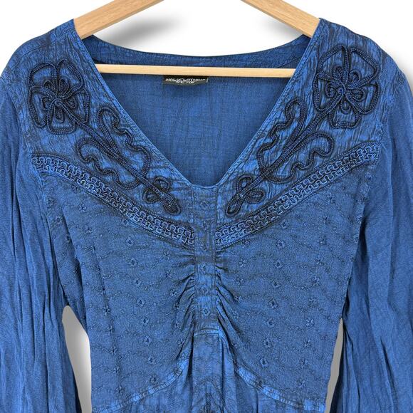 Holy Clothing Embroidered Boho Bell Sleeve Peasant Tunic Top Shirt Sz XL 1X - Picture 3 of 9